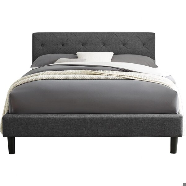 Homeroots 41 x 64.6 x 87.6 in. Gray Queen Size Platform Bed - 397021