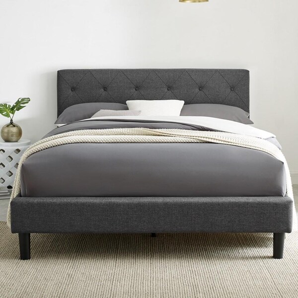 Homeroots 41 x 64.6 x 87.6 in. Gray Queen Size Platform Bed - 397021