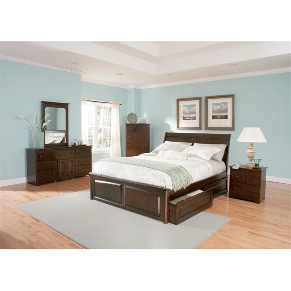 Atlantic Furniture Atlantic Furniture AP9232114 Bordeaux Flat Panel Footboard with Bed Storage Drawers - Antique Walnut; Full Size - AP9232114