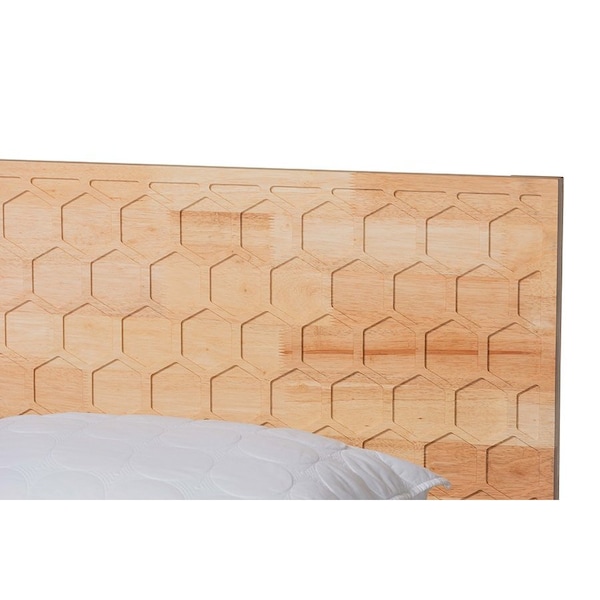 Baxton Studio Hosea Japandi Carved Honeycomb Natural King Size Platform Bed - 246-13620-ZORO