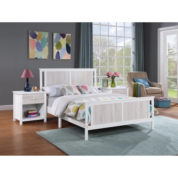 Kd Muebles De Comedor Connelly Reversible Panel Full Size Bed White & Rockport Gray - KD3001990