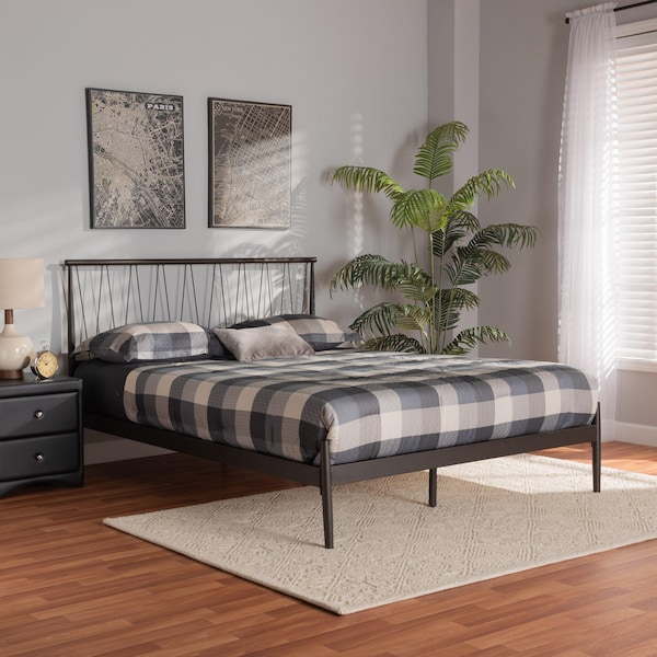 Baxton Studio Samir Modern Industrial Black Finished Metal Platform Bed-Full - 195-12375-ZORO