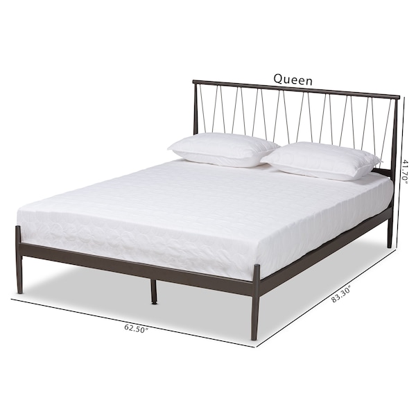 Baxton Studio Samir Modern Industrial Black Finished Metal Platform Bed-Full - 195-12375-ZORO