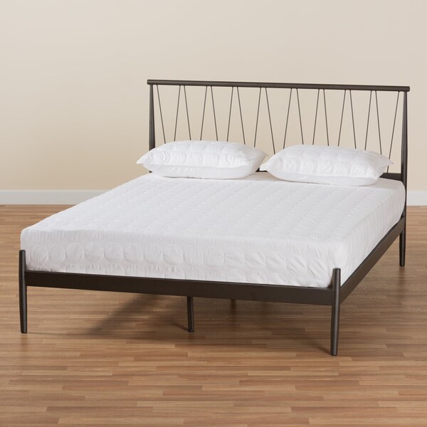 Baxton Studio Samir Modern Industrial Black Finished Metal Platform Bed-Full - 195-12375-ZORO