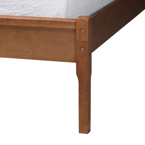 Baxton Studio Eridian MidCentury Modern Walnut Brown Finished Wood and Natural Rattan Full Size Platform Bed - 222-11890-ZORO