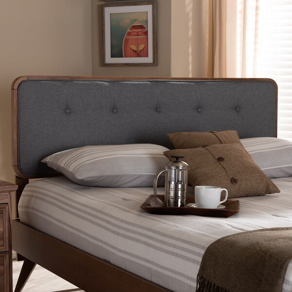 Baxton Studio Palina Dark Grey Walnut Finished Wood Full Size Headboard - 156-9437