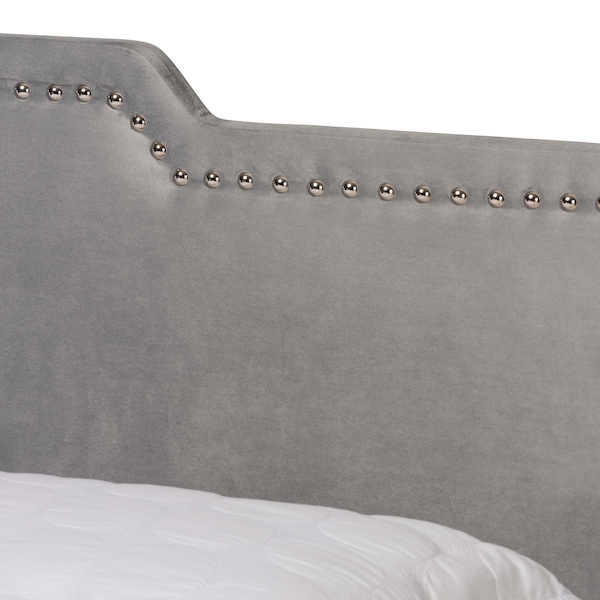 Baxton Studio Benjen Modern and Contemporary Glam Grey Velvet Fabric Queen Size Panel Bed - 183-11270-ZORO