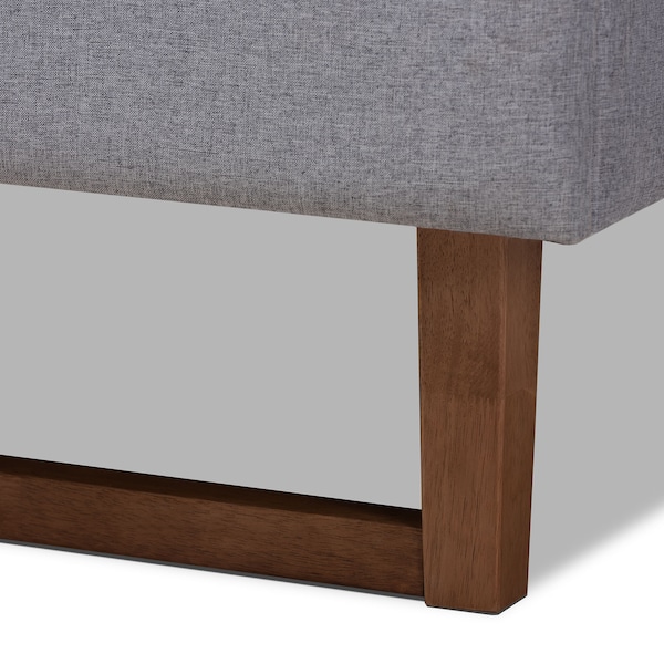 Baxton Studio Liliya Light Grey Upholstered Walnut Finished Full Size Platform Bed - 156-9416
