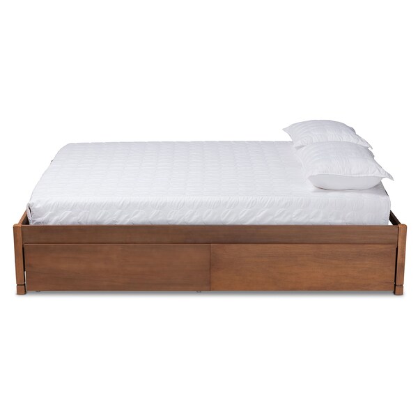 Baxton Studio Yara ModernWalnut Brown Finished Wood Full Size 4-Drawer Platform Storage Bed Frame - 196-11507-ZORO