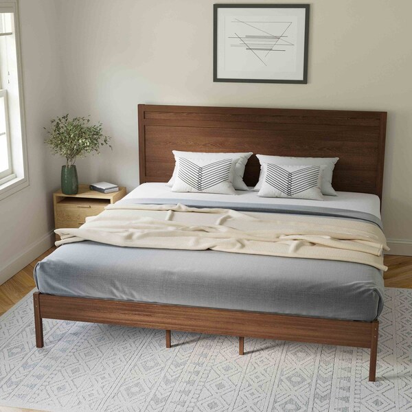 Flash Furniture Brown King Wooden Platform Bed with Headboard - MG-09003KB-K-BRN-GG