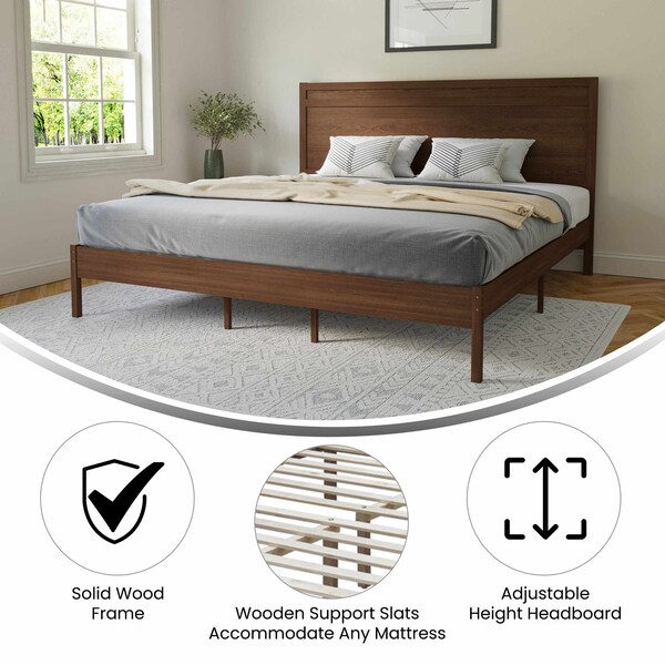 Flash Furniture Brown King Wooden Platform Bed with Headboard - MG-09003KB-K-BRN-GG
