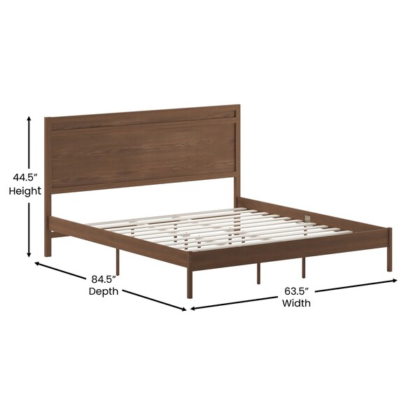 Flash Furniture Brown King Wooden Platform Bed with Headboard - MG-09003KB-K-BRN-GG