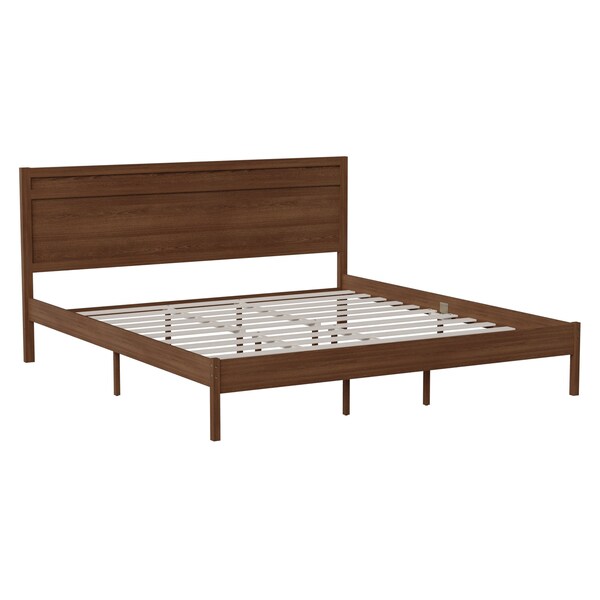 Flash Furniture Brown King Wooden Platform Bed with Headboard - MG-09003KB-K-BRN-GG