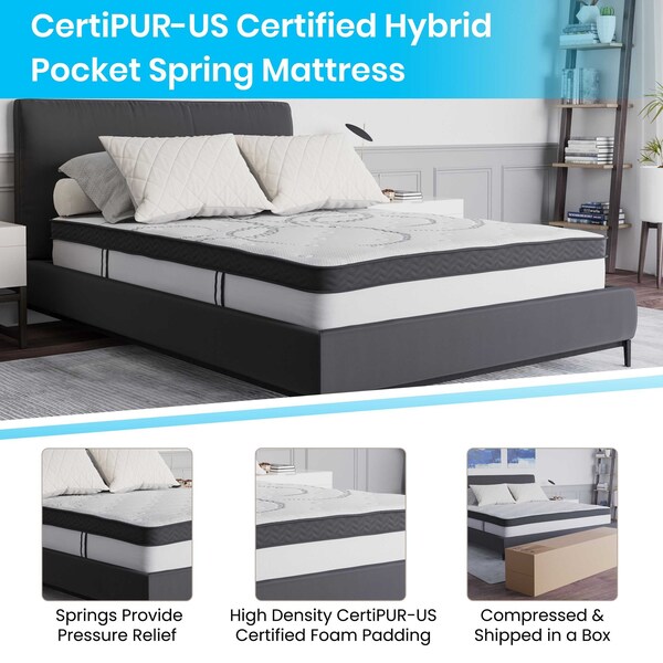 Flash Furniture Full Size Dk Gray Fabric Platform Bed w/ Mattress - SL-BM10-30-GG