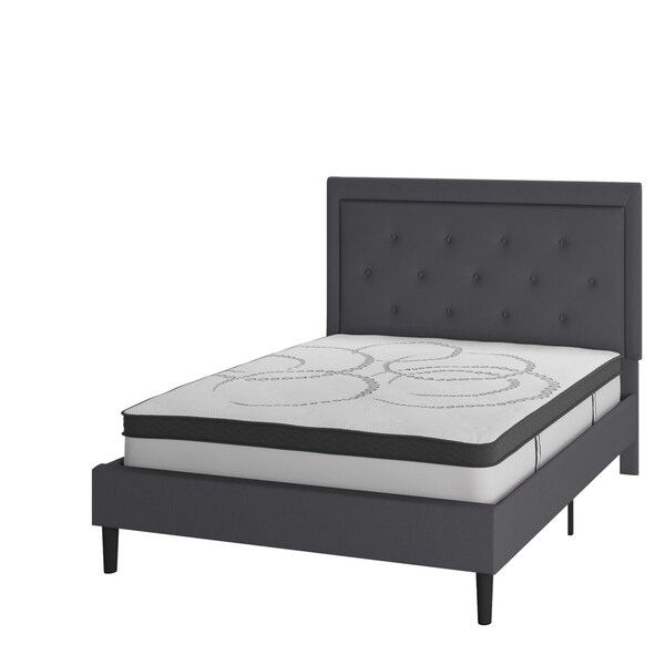 Flash Furniture Full Size Dk Gray Fabric Platform Bed w/ Mattress - SL-BM10-30-GG