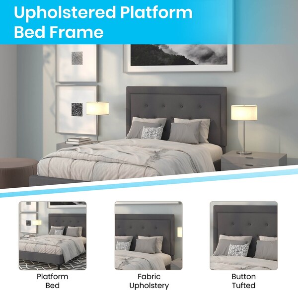 Flash Furniture Full Size Dk Gray Fabric Platform Bed w/ Mattress - SL-BM10-30-GG