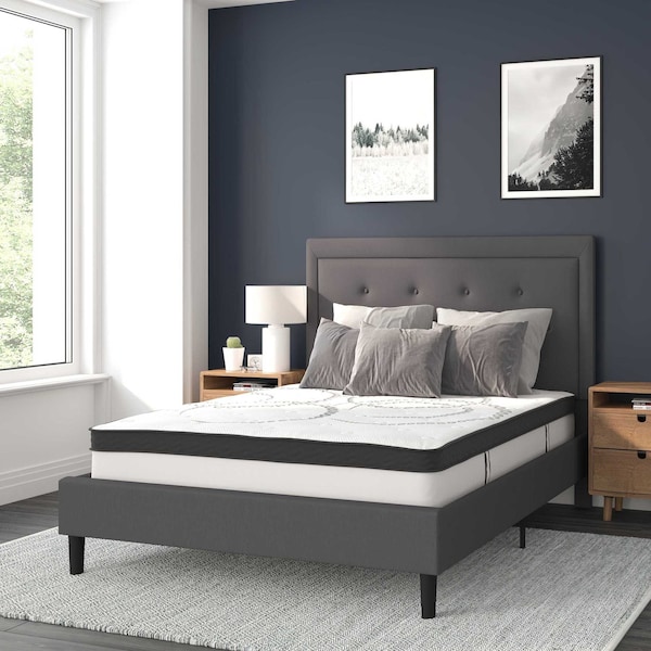Flash Furniture Full Size Dk Gray Fabric Platform Bed w/ Mattress - SL-BM10-30-GG