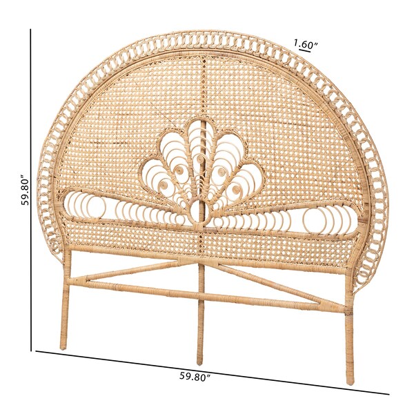Baxton Studio Marlette Modern Bohemian Natural Brown Rattan Queen Size Standalone Headboard - 226-13109-ZORO