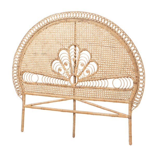 Baxton Studio Marlette Modern Bohemian Natural Brown Rattan Queen Size Standalone Headboard - 226-13109-ZORO