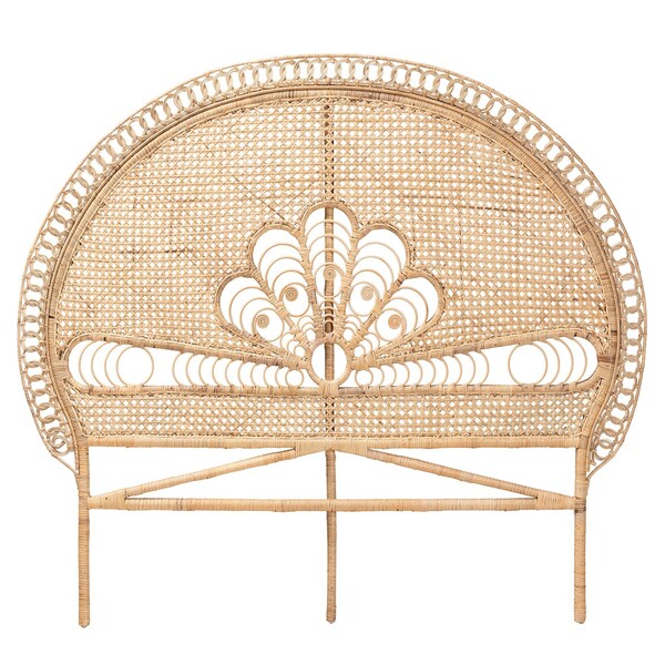 Baxton Studio Marlette Modern Bohemian Natural Brown Rattan Queen Size Standalone Headboard - 226-13109-ZORO