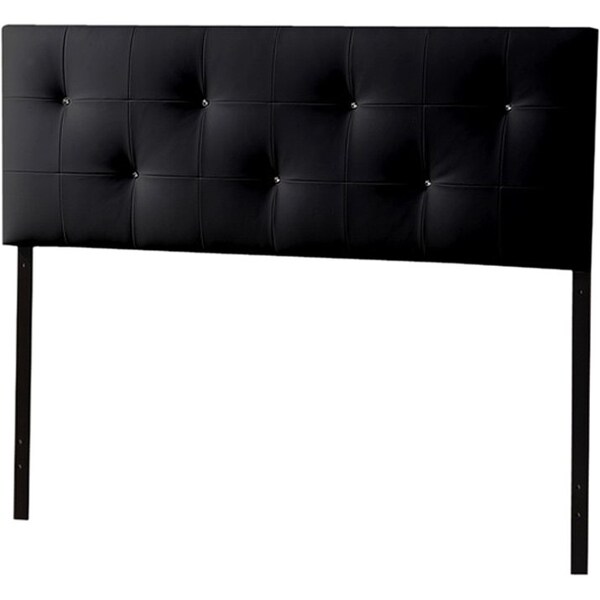 Baxton Studio Dalini Queen Black Faux Leather Headboard with Faux Crystal Buttons - 106-5366
