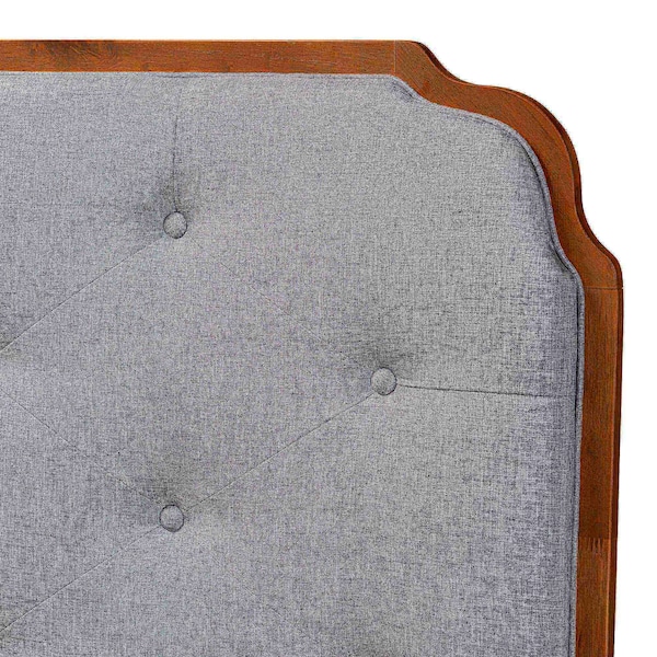 Baxton Studio Shanti Classic and Traditional Grey Fabric and Walnut Brown Finished Wood King Size Headboard - 237-12645-ZORO