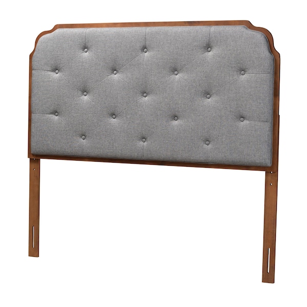 Baxton Studio Shanti Classic and Traditional Grey Fabric and Walnut Brown Finished Wood King Size Headboard - 237-12645-ZORO