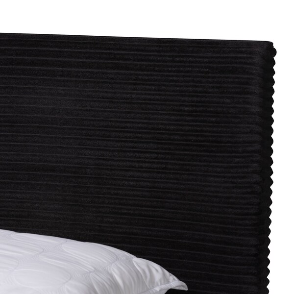 Baxton Studio Abberton Modern and Contemporary Black Velvet and Gold Metal Queen Size Panel Bed - 220-12851-ZORO