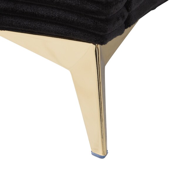 Baxton Studio Abberton Modern and Contemporary Black Velvet and Gold Metal Queen Size Panel Bed - 220-12851-ZORO