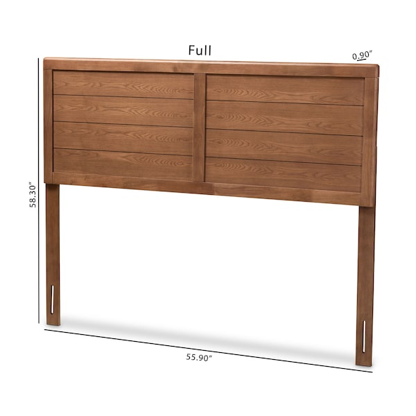 Baxton Studio Seren Mid-Century Walnut Brown Finished Wood Full Size Headboard - 156-9425