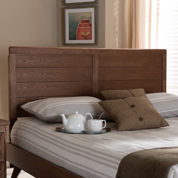 Baxton Studio Seren Mid-Century Walnut Brown Finished Wood Full Size Headboard - 156-9425
