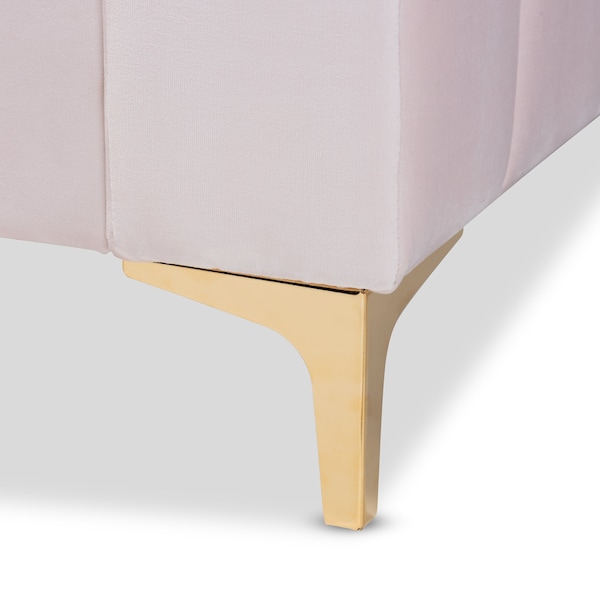Baxton Studio Oksana Modern Contemporary Glam and Luxe Light Pink Velvet Fabric and Gold Finished Twin Size Daybed - 174-10984-ZORO