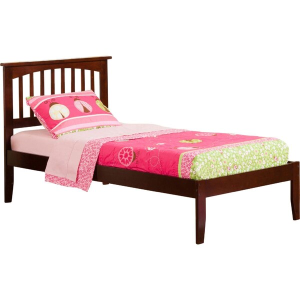 Atlantic Furniture Mission Bed with Open Foot Board, Antique Walnut - Twin Extra Large - AR8711004