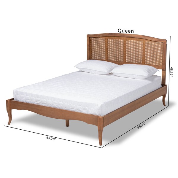 Baxton Studio Marieke Ash Walnut Finished and Rattan King Size Platform Bed - 159-9810-9811
