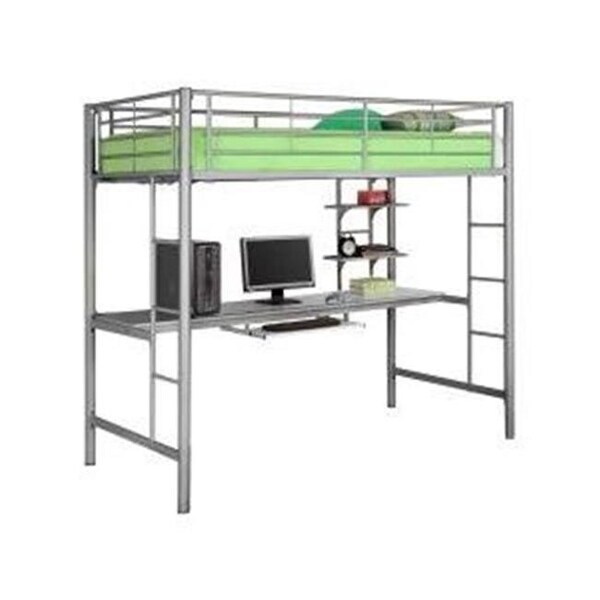 Walker Edison Furniture Walker Edison BTOZSL Sunrise Metal Twin - Workstation Bunk Bed - Silver - BTOZSL