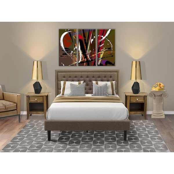East West Furniture 3 Piece Kendall Bedroom Set - Black - KD18Q-2GA08