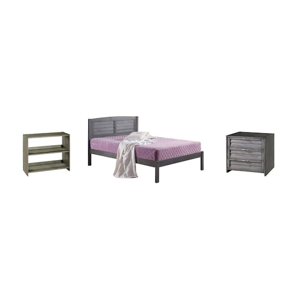 Fixturesfirst PD-212TAG-C3 Twin Bed with 3 Drawer Chest & Bookcase - FI3709892