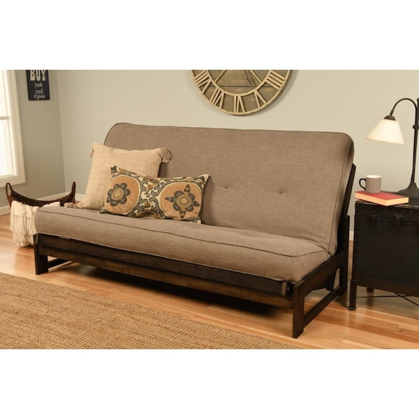 Kodiak Aspen Reclaim Mocha Futon Frame with Linen Stone Mattress - Full Size - KFAPRMLSTNLF4MD2