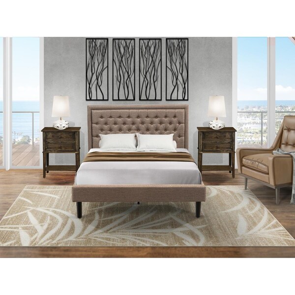 East West Furniture 3 Piece Kendall Queen Size Bedroom Set - Black - KD16Q-2VL07