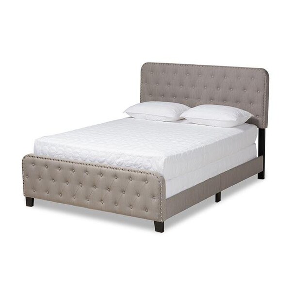 Baxton Studio Baxton Studio Annalisa-Grey-King Annalisa Modern Transitional Grey Fabric Upholstered Button Tufted Panel Bed - King Size - ANNALISA-GREY-KING