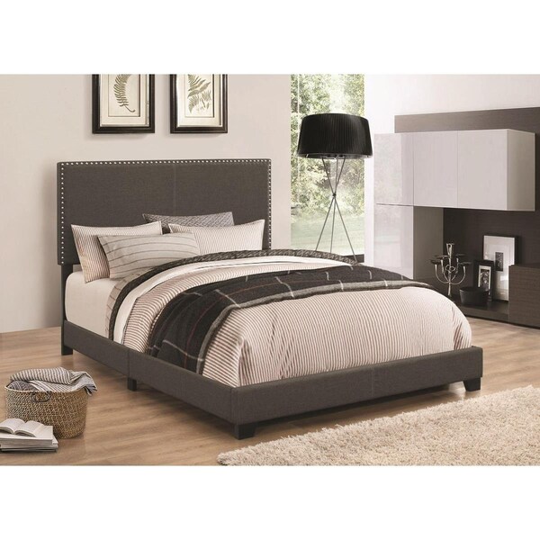 Benzara 49.5 x 76 x 91.75 in. California King Size Upholstered Bed - Espresso - BM172147
