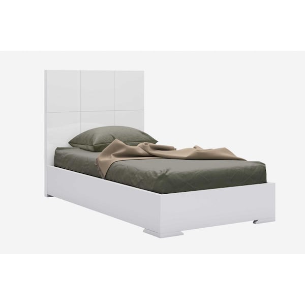 Gfancy Fixtures 44 x 80 x 48 in. Gloss White Stainless Steel Bed, Twin Size - GF3094506