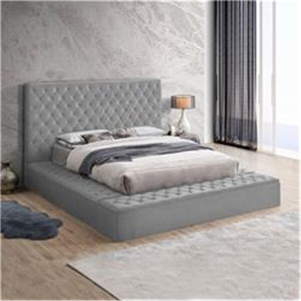 Better Home 61.5 x 96 x 99 in. Cosmopolitan Velvet Upholstered Platform King Size Bed, Gray - COSMO-60-GRY