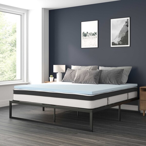 Flash Furniture 10" King Mattress, 14" Bed frame & 3" Topper Set - XU-BD10-10PSM3M35-K-GG