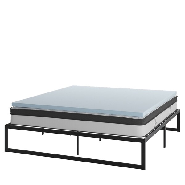 Flash Furniture 10" King Mattress, 14" Bed frame & 3" Topper Set - XU-BD10-10PSM3M35-K-GG