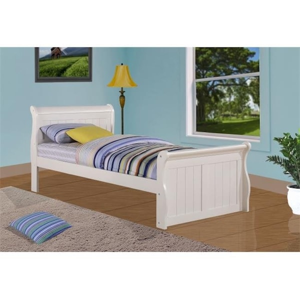 Pivot Direct Pivot Direct PD_325TW Twin Sleigh Bed with Slat-Kits Mattress Ready -  White - PD_325TW