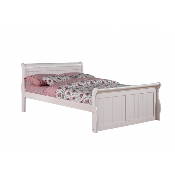 Pivot Direct Full Sleigh Bed with Slat-Kits Mattress Ready - White - PD_325FW