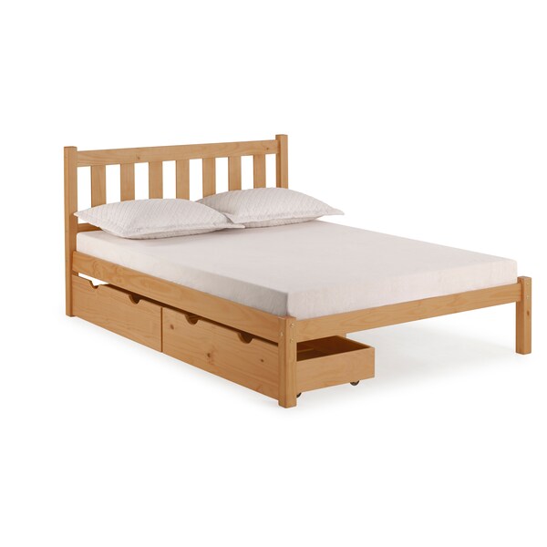 Alaterre Furniture Poppy Full Wood Platform Bed with Storage Drawers, Cinnamon - AJPP20CIS