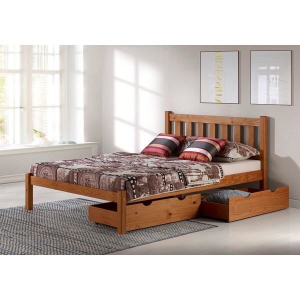 Alaterre Furniture Poppy Full Wood Platform Bed with Storage Drawers, Cinnamon - AJPP20CIS