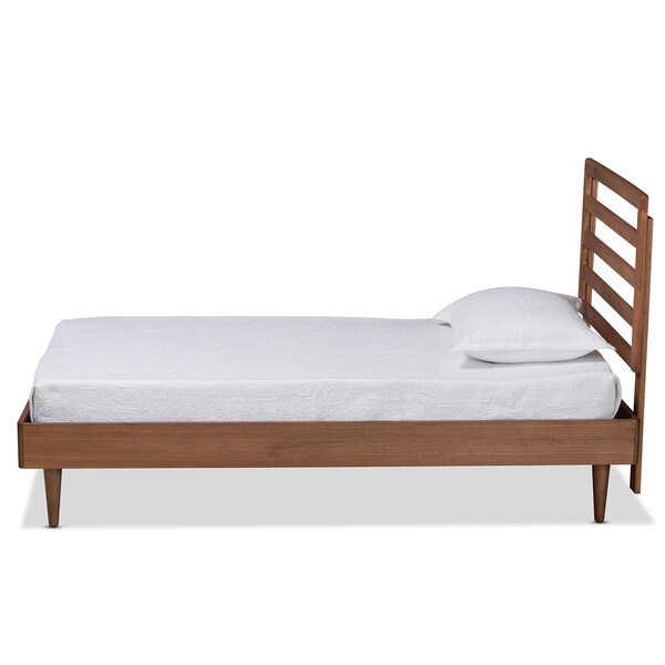 Baxton Studio Ryo Mid-Century Modern Transitional Walnut Brown Finished Wood Twin Size Platform Bed - 187-11104-11158-ZORO